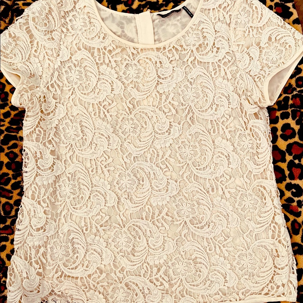 GUESS crochet lace,  off white top.